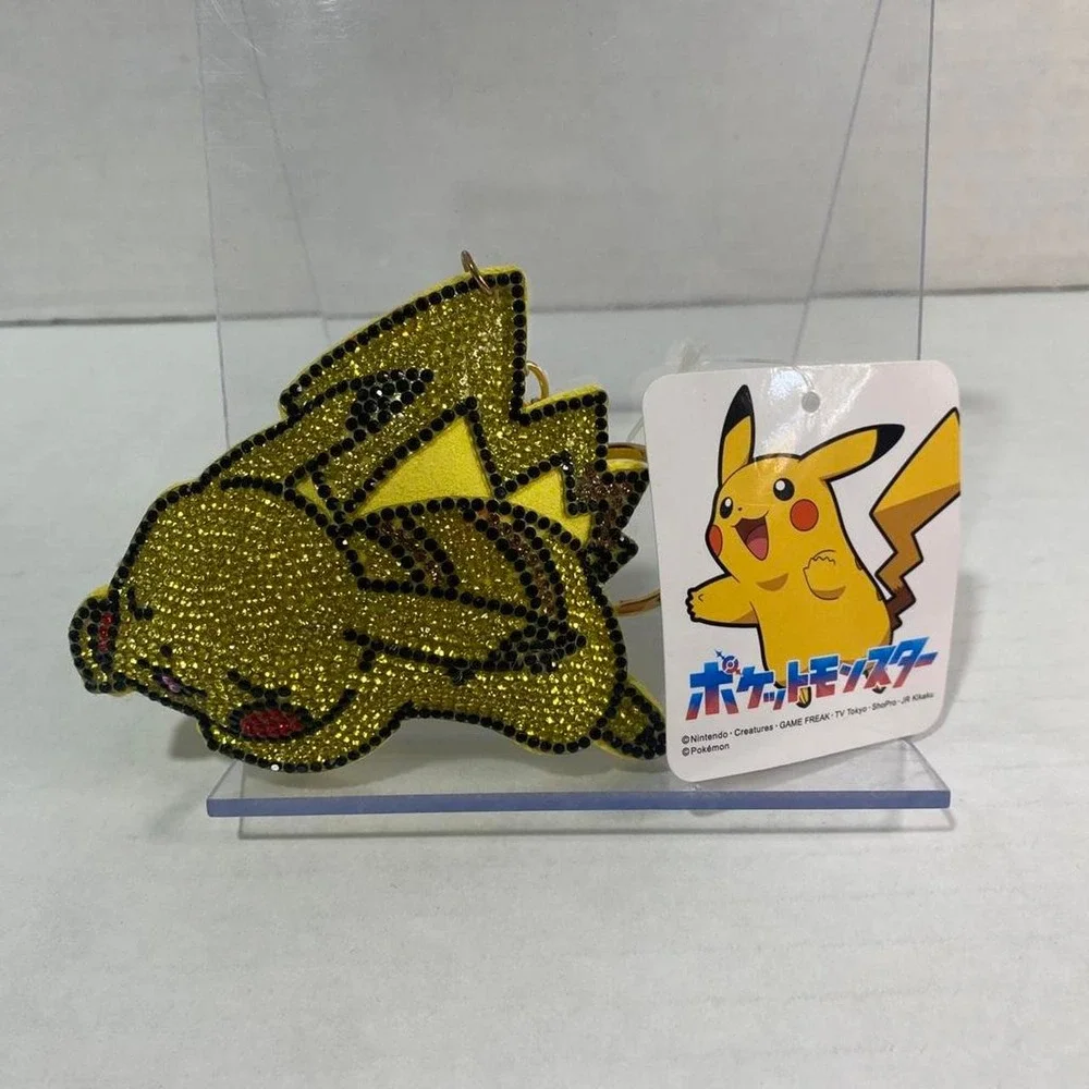 Pokemon Center Pikachu Rhinestone Keychain Yellow Crystal Charm NWT